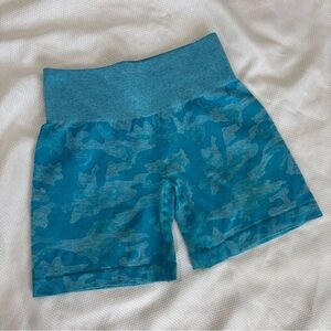 NVGTN Camo Seamless Shorts NWOT Blue Women’s Size S Spandex Stretch Gym Booty